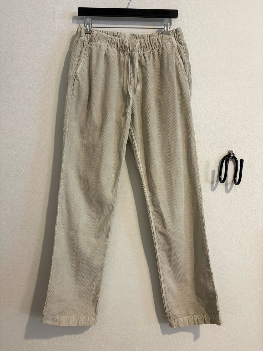 Men's Corduroy Drawstring Pants in Light Beige